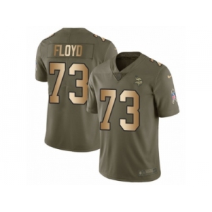 Men Nike Minnesota Vikings #73 Sharrif Floyd Limited Olive Gold 2017 Salute to Service NFL Jersey