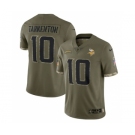 Men's Minnesota Vikings #10 Fran Tarkenton 2022 Olive Salute To Service Limited Stitched Jersey