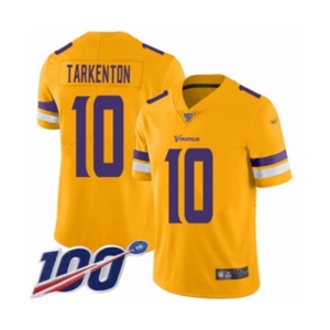 Men's Minnesota Vikings #10 Fran Tarkenton Limited Gold Inverted Legend 100th Season Football Jersey