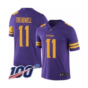 Men's Minnesota Vikings #11 Laquon Treadwell Limited Purple Rush Vapor Untouchable 100th Season Football Jersey
