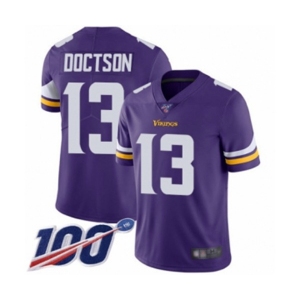 Men's Minnesota Vikings #13 Josh Doctson Purple Team Color Vapor Untouchable Limited Player 100th Season Football Jersey