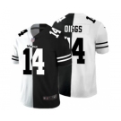 Men's Minnesota Vikings #14 Stefon Diggs Black V White Peace Split Vapor Untouchable Limited Football Jersey