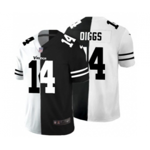 Men's Minnesota Vikings #14 Stefon Diggs Black V White Peace Split Vapor Untouchable Limited Football Jersey