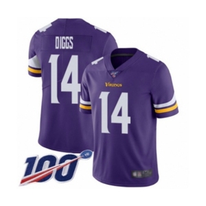 Men's Minnesota Vikings #14 Stefon Diggs Purple Team Color Vapor Untouchable Limited Player 100th Season Football Jersey