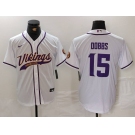 Men's Minnesota Vikings #15 Joshua Dobbs White Cool Base Stitched Baseball Jersey