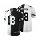 Men's Minnesota Vikings #18 Justin Jefferson Black V White Peace Split Vapor Untouchable Limited Football Jersey