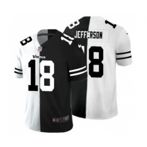 Men's Minnesota Vikings #18 Justin Jefferson Black V White Peace Split Vapor Untouchable Limited Football Jersey