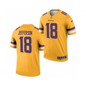 Men's Minnesota Vikings #18 Justin Jefferson Gold 2021 Inverted Legend Stitched Jersey