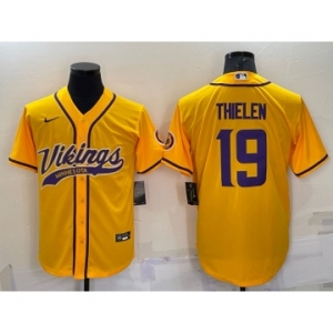 Men's Minnesota Vikings #19 Adam Thielen Yellow With Patch Cool Base Stitched Baseball Jersey