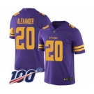 Men's Minnesota Vikings #20 Mackensie Alexander Limited Purple Rush Vapor Untouchable 100th Season Football Jersey