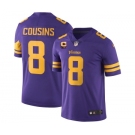 Men's Minnesota Vikings 2022 #8 Kirk Cousins Purple With 4-Star C Patch Rush Limited Stitched NFL Jersey