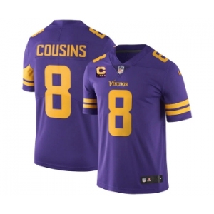 Men's Minnesota Vikings 2022 #8 Kirk Cousins Purple With 4-Star C Patch Rush Limited Stitched NFL Jersey