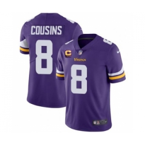 Men's Minnesota Vikings 2022 #8 Kirk Cousins Purple With 4-Star C Patch Vapor Untouchable Limited Stitched NFL Jersey