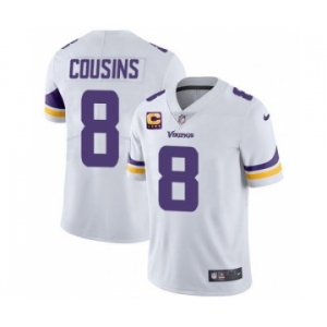 Men's Minnesota Vikings 2022 #8 Kirk Cousins White With 4-Star C Patch Vapor Untouchable Limited Stitched NFL Jersey
