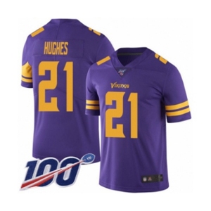 Men's Minnesota Vikings #21 Mike Hughes Limited Purple Rush Vapor Untouchable 100th Season Football Jersey
