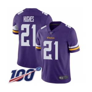 Men's Minnesota Vikings #21 Mike Hughes Purple Team Color Vapor Untouchable Limited Player 100th Season Football Jersey