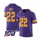 Men's Minnesota Vikings #22 Harrison Smith Limited Purple Rush Vapor Untouchable 100th Season Football Jersey