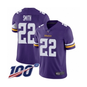 Men's Minnesota Vikings #22 Harrison Smith Purple Team Color Vapor Untouchable Limited Player 100th Season Football Jersey