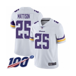 Men's Minnesota Vikings #25 Alexander Mattison White Vapor Untouchable Limited Player 100th Season Football Jersey