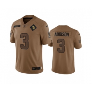 Men's Minnesota Vikings #3 Jordan Addison 2023 Brown Salute To Service Limited Football Stitched Jersey