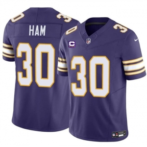Men's Minnesota Vikings #30 C.J. Ham Purple 2024 F.U.S.E. Throwback With 4-Star C Patch Vapor Untouchable Limited Stitched Jersey