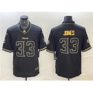 Men's Minnesota Vikings #33 Aaron Jones Black Golden Edition Limited Stitched Jersey