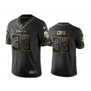 Men's Minnesota Vikings #33 Dalvin Cook Black Golden Edition Limited Stitched Football Jersey