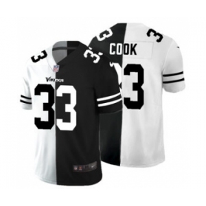 Men's Minnesota Vikings #33 Dalvin Cook Black V White Peace Split Vapor Untouchable Limited Football Jersey