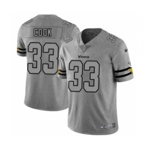 Men's Minnesota Vikings #33 Dalvin Cook Limited Gray Team Logo Gridiron Football Jersey