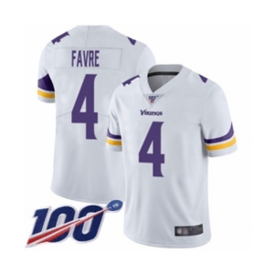 Men's Minnesota Vikings #4 Brett Favre White Vapor Untouchable Limited Player 100th Season Football Jersey