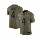 Men's Minnesota Vikings #4 Dalvin Cook 2022 Olive Salute To Service Limited Stitched Jersey