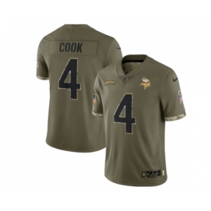 Men's Minnesota Vikings #4 Dalvin Cook 2022 Olive Salute To Service Limited Stitched Jersey