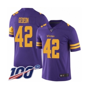 Men's Minnesota Vikings #42 Ben Gedeon Limited Purple Rush Vapor Untouchable 100th Season Football Jersey