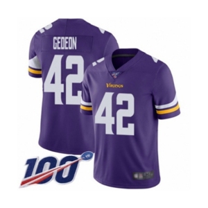 Men's Minnesota Vikings #42 Ben Gedeon Purple Team Color Vapor Untouchable Limited Player 100th Season Football Jersey