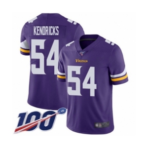 Men's Minnesota Vikings #54 Eric Kendricks Purple Team Color Vapor Untouchable Limited Player 100th Season Football Jersey