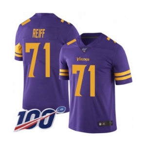 Men's Minnesota Vikings #71 Riley Reiff Limited Purple Rush Vapor Untouchable 100th Season Football Jersey