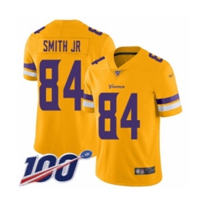Men's Minnesota Vikings #84 Irv Smith Jr. Limited Gold Inverted Legend 100th Season Football Jersey