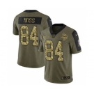 Men's Minnesota Vikings #84 Randy Moss 2021 Olive Camo Salute To Service Limited Stitched Football Jersey