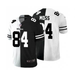 Men's Minnesota Vikings #84 Randy Moss Black V White Peace Split Vapor Untouchable Limited Football Jersey