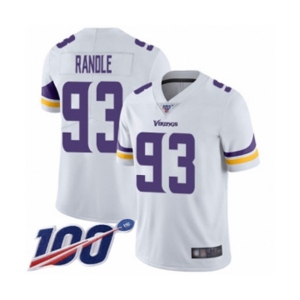 Men's Minnesota Vikings #93 John Randle White Vapor Untouchable Limited Player 100th Season Football Jersey