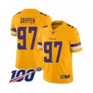 Men's Minnesota Vikings #97 Everson Griffen Limited Gold Inverted Legend 100th Season Football Jersey
