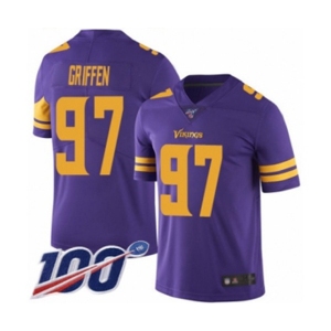 Men's Minnesota Vikings #97 Everson Griffen Limited Purple Rush Vapor Untouchable 100th Season Football Jersey