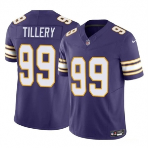 Men's Minnesota Vikings #99 Jerry Tillery Purple 2023 F.U.S.E. Throwback Vapor Untouchable Limited Football Stitched Jersey