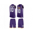 Men's Nike Minnesota Vikings #10 Fran Tarkenton Limited Purple Tank Top Suit NFL Jersey