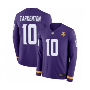 Men's Nike Minnesota Vikings #10 Fran Tarkenton Limited Purple Therma Long Sleeve NFL Jersey