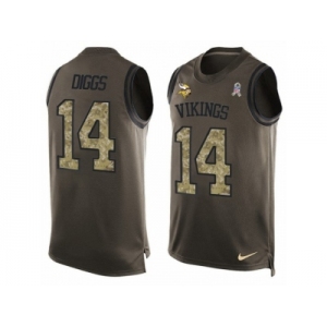 Men's Nike Minnesota Vikings #14 Stefon Diggs Limited Green Salute to Service Tank Top NFL Jersey
