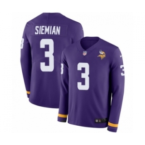 Men's Nike Minnesota Vikings #3 Trevor Siemian Limited Purple Therma Long Sleeve NFL Jersey