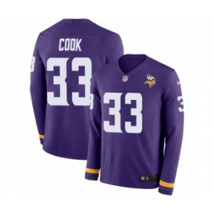 Men's Nike Minnesota Vikings #33 Dalvin Cook Limited Purple Therma Long Sleeve NFL Jersey