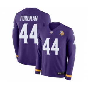 Men's Nike Minnesota Vikings #44 Chuck Foreman Limited Purple Therma Long Sleeve NFL Jersey