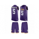 Men's Nike Minnesota Vikings #5 Teddy Bridgewater Limited Purple Tank Top Suit NFL Jersey